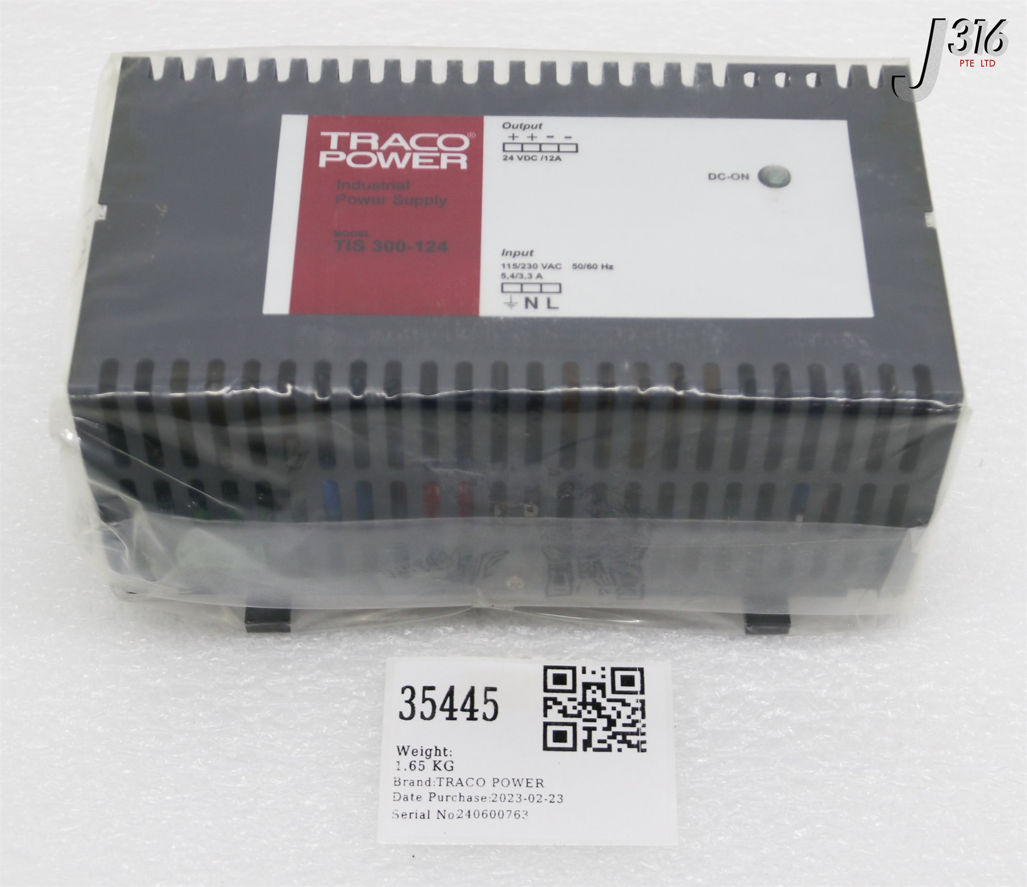 35445 TRACO POWER INDUSTRIAL POWER SUPPLY, 24VDC 12A (NEW) TIS 300